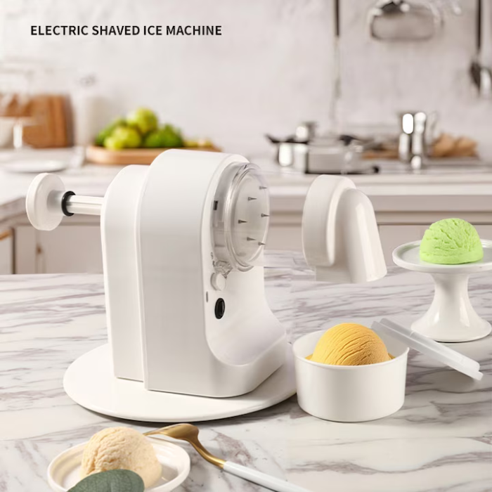 Concasor Electric de Gheață 20W, Lamă din Inox Detașabilă, Alimentare USB, Dimensiuni 130x115x180 mm, Ideal pentru Băuturi și Gheață Răzuită de Vară, Design Compact Alb [5]