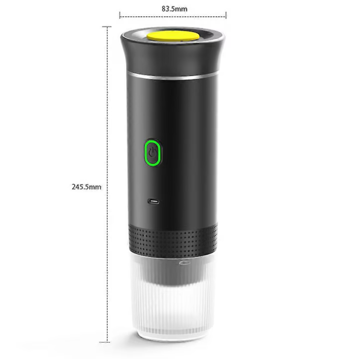 Espressor Portabil 60 ml, 72W, 12V, cu Mod Încălzire Apă, Compatibil Capsule Nespresso, Dolce Gusto, Cafea Măcinată și Ciocolată Caldă, Carcasă din Plastic și Inox, Design Compact pentru Călătorii [6]