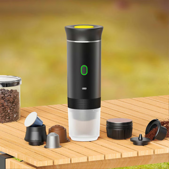 Espressor Portabil 60 ml, 72W, 12V, cu Mod Încălzire Apă, Compatibil Capsule Nespresso, Dolce Gusto, Cafea Măcinată și Ciocolată Caldă, Carcasă din Plastic și Inox, Design Compact pentru Călătorii [4]