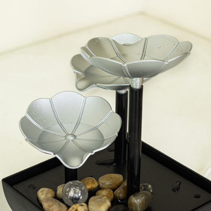 Fântână Decorativă de Masă Tip Cascadă Feng Shui, cu Iluminare LED și Alimentare USB, Include Pietre Decorative, Design Relaxant pentru Casă sau Birou, Dimensiuni 22,5 × 14 × 7,5 cm [4]