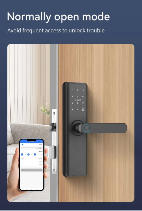 Încuietoare Inteligentă WiFi pentru Ușă, Deblocare prin Amprentă Biometrică, Parolă și Card RFID, Control prin Aplicație cu Stocare Cloud, Compatibilă cu Uși din Lemn, Design Modern și Sigur [7]