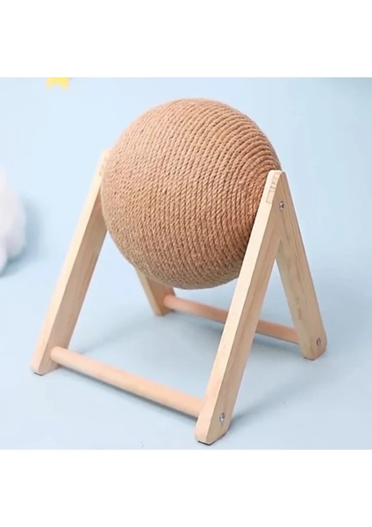 Jucărie Interactivă pentru Pisici - Minge Rotativă cu Sisal și Stativ din Lemn, 12 cm [2]