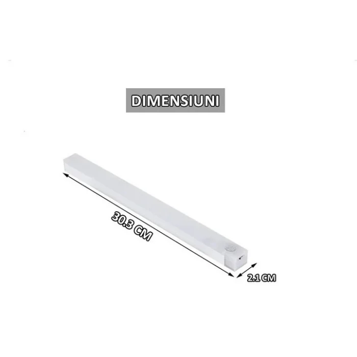 Lampă  cu Senzor de Mișcare și Lumină - 30 cm, 3 Moduri, Luminozitate Reglabilă, USB Reîncărcabilă, Montaj Magnetic, Alb [4]