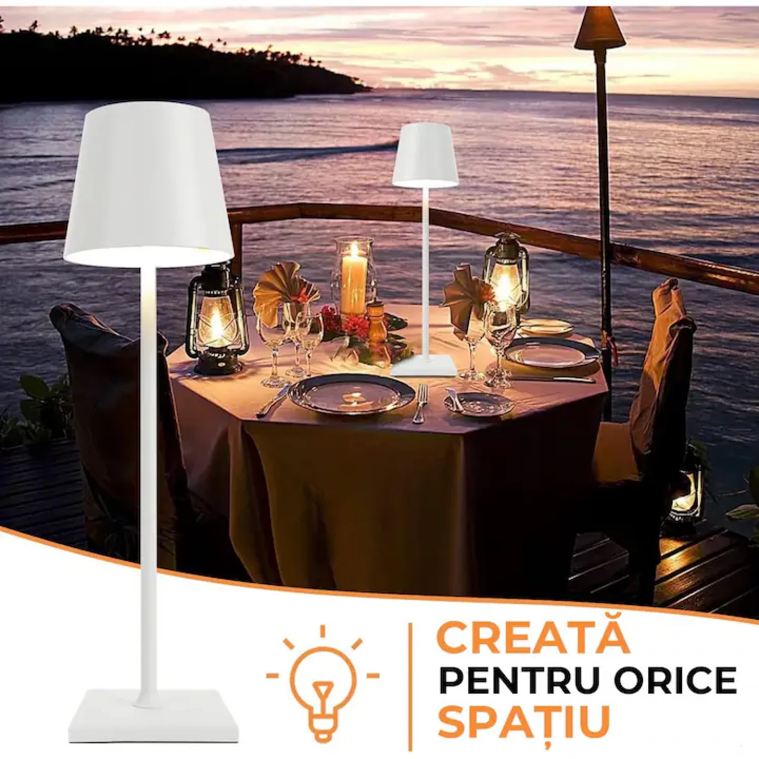 Lampă de Masă LED Reîncărcabilă - 5200mAh, Control Tactil, 3 Temperaturi de Culoare, Design Alb Minimalist - Premium pentru Birou și Dormitor [3]