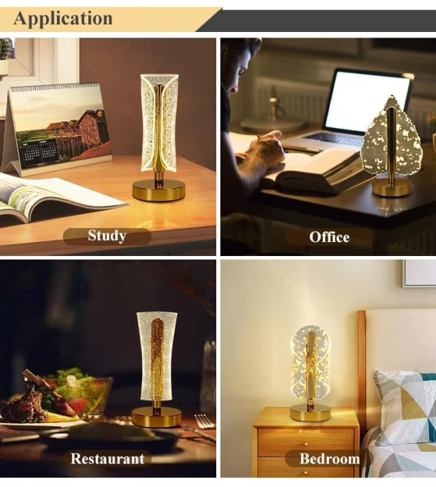 Lampă LED de Masă din Cristal, Control Tactil, Lumină Caldă Ambientală, Design Elegant și Modern, Consum Redus de Energie, Dimensiuni 12 × 10 × 5 cm, Ideală pentru Dormitor, Noptieră, Living și Birou [4]