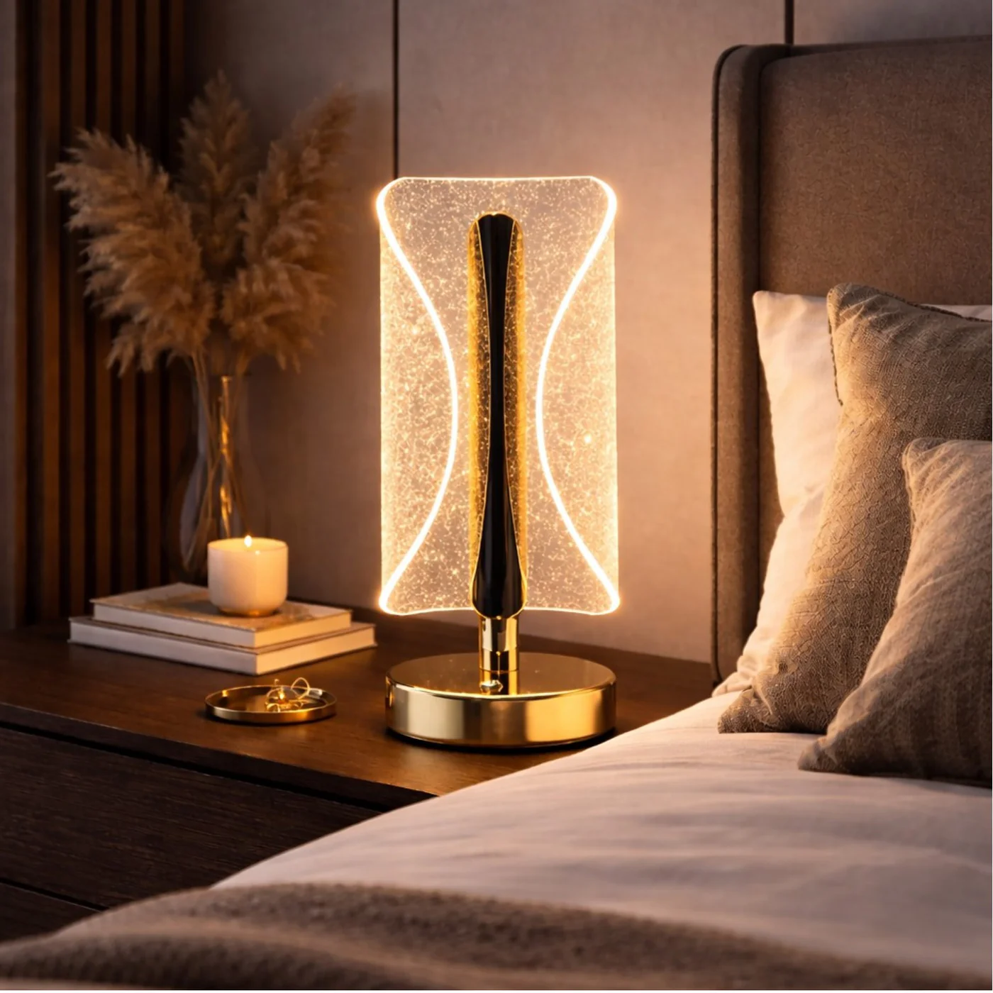 Lampă LED Decorativă Tip Cristal, Înălțime 20,5 cm, 3 Moduri de Iluminare, Control Touch, Reîncărcabilă prin USB, Efect Cristal Sclipitor, Lumină Ambientală Modernă pentru Dormitor, Living sau Birou [4]