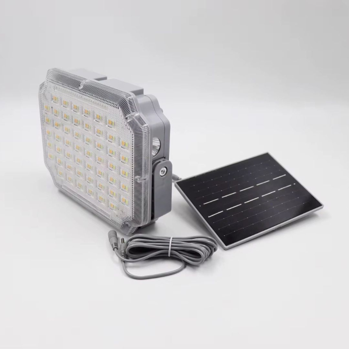Lampă LED Solară cu Panou Fotovoltaic Extern, Putere 30-60W, 1000-1500 Lumeni, Baterie Litiu 3,7V 2400-4000mAh, Protecție IP65, Autonomie 8-12 Ore, Dimensiuni 16x15 cm, Cablu 2 m [2]