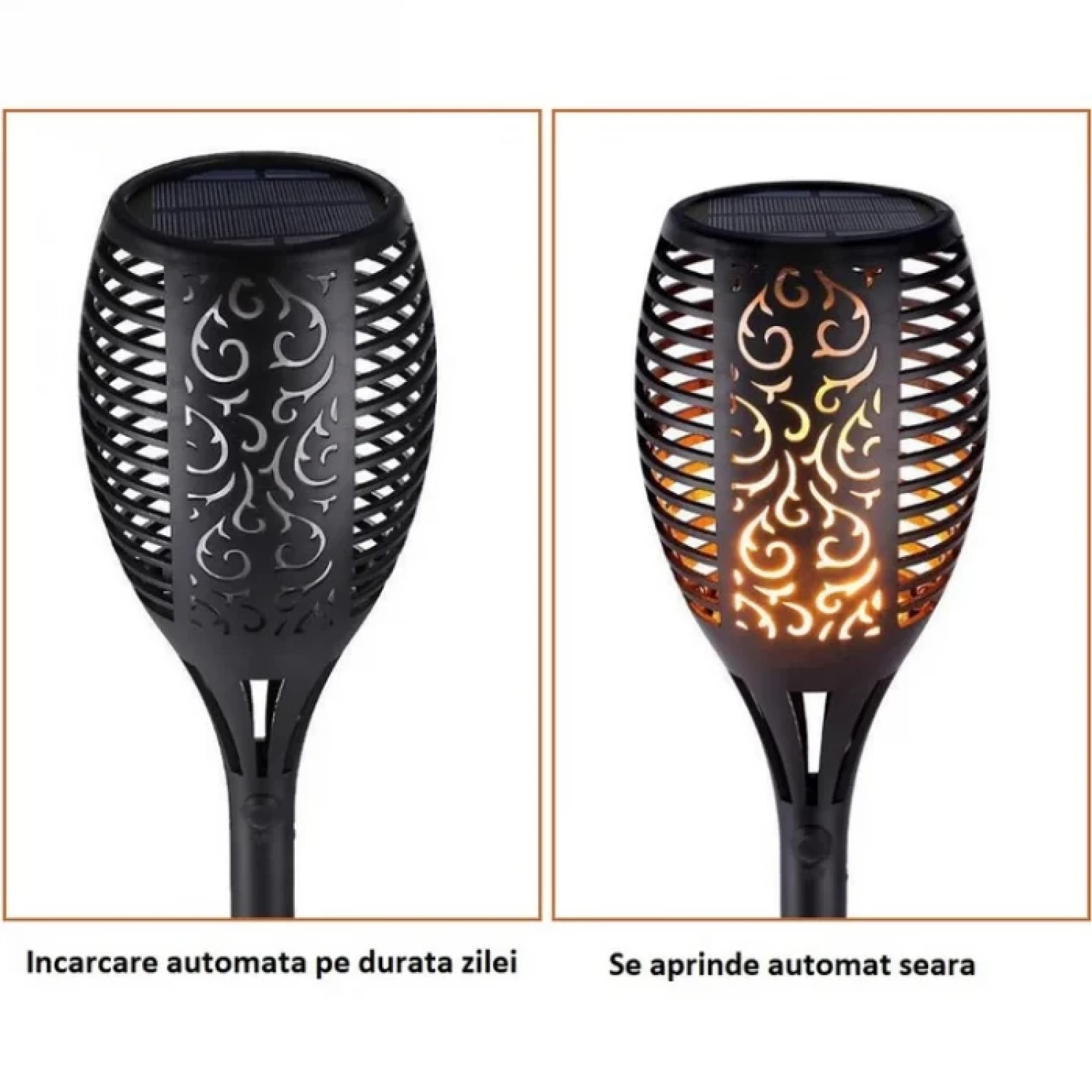 Lampa Solară cu Efect de Flacără, 58 cm, 33 LED-uri, Design Elegant pentru Grădină, 5W, Încărcare Solară, Durată de Iluminare 6-8 Ore, Acumulator Ni-MH 600mAh, Ideală pentru Curte, Terasă și Spații Ex [6]