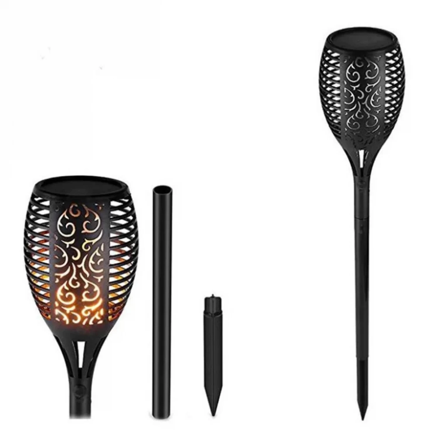 Lampa Solară cu Efect de Flacără, 58 cm, 33 LED-uri, Design Elegant pentru Grădină, 5W, Încărcare Solară, Durată de Iluminare 6-8 Ore, Acumulator Ni-MH 600mAh, Ideală pentru Curte, Terasă și Spații Ex [2]