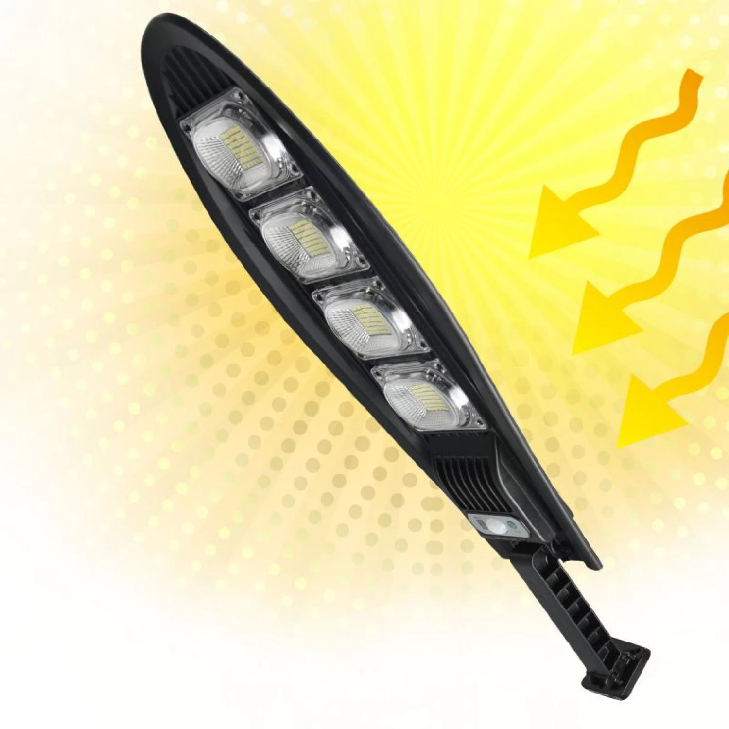 Lampă Solară de Exterior 1700W cu Senzor Mișcare, Telecomandă, Panou Solar de Înaltă Eficiență, IP65, Neagră [7]