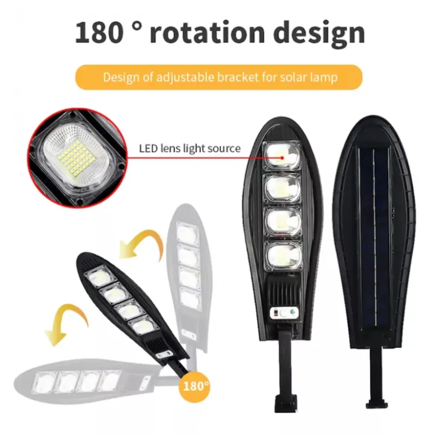 Lampă Solară de Exterior 1700W cu Senzor Mișcare, Telecomandă, Panou Solar de Înaltă Eficiență, IP65, Neagră [5]