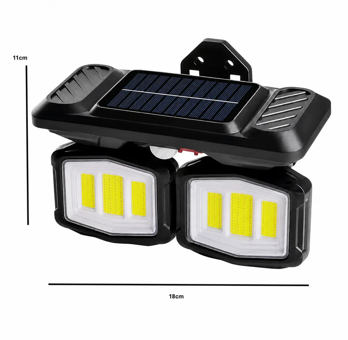 Lampă Solară LED de Perete 28W, Senzor de Mișcare și Senzor Crepuscular, Baterie Reîncărcabilă 1500 mAh, Panou Solar Integrat, Protecție IP54, Autonomie 6-12 Ore, Iluminare Eficientă pentru Exterior [2]