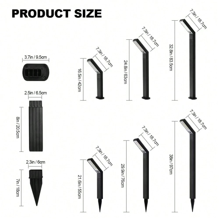 Lampă solară LED grădină, design modular, înălțime reglabilă până la 97 cm, protecție IP65, rezistentă la intemperii [6]