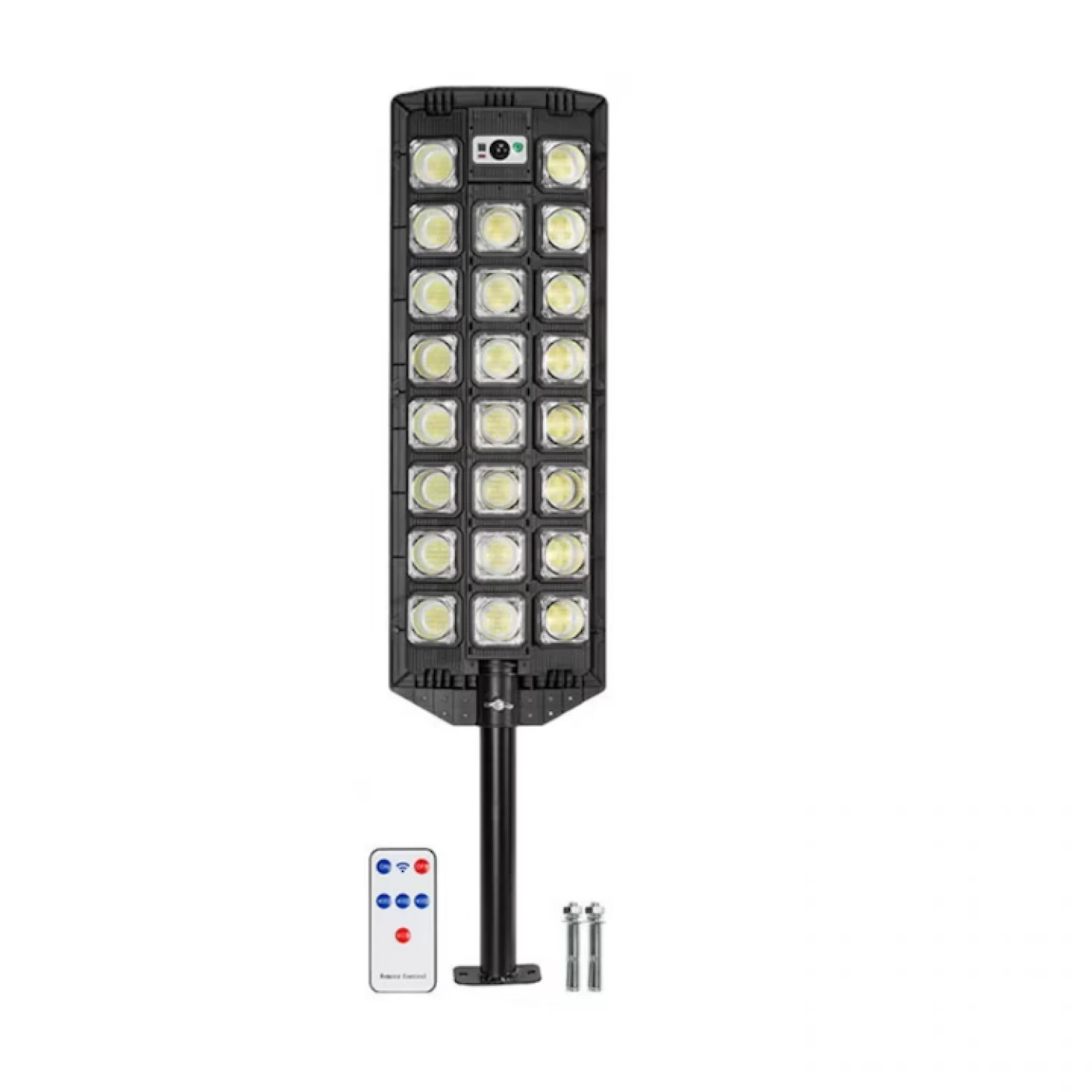 Lampă Solară Stradală 3000W, 23 LED COB, cu Senzor de Mișcare, Telecomandă și Picior, IP65 [5]
