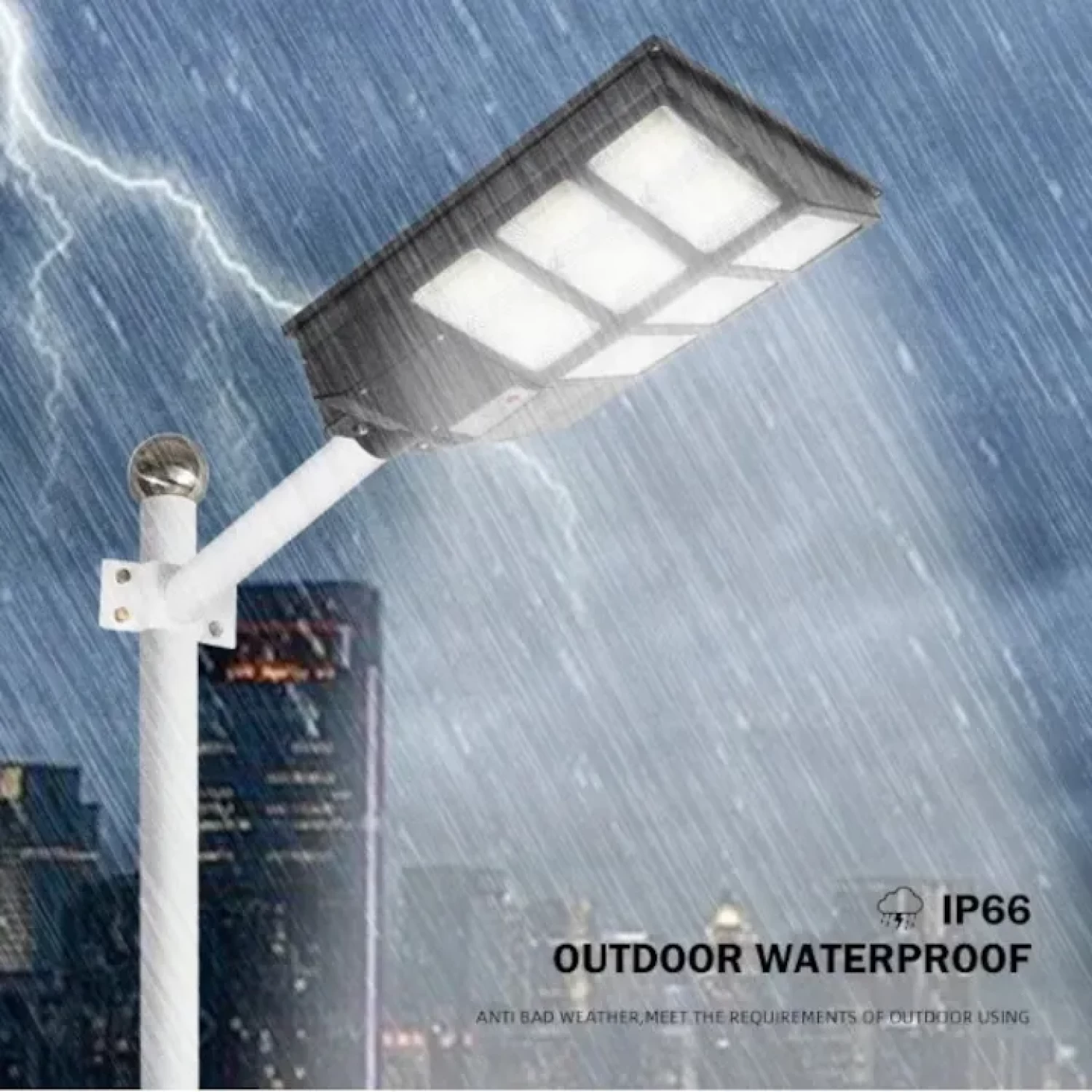 Lampă Solară Stradală LED 600W cu Panou Solar, Senzor de Mișcare, Telecomandă, 1800 lm, Timp de Lucru 12-14h, Control Automat - IP65, Instalare la 2-4 m, Ideală pentru Curți, Aleile și Parcări [11]