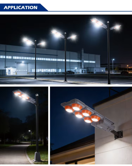 Lampă Stradală Solară Multifuncțională 400W, 15.000 lm, Unghi Iluminare 90°, Temperatură Culoare 2700-7000K, Control Multiplu, Construcție Rezistentă pentru Exterior [4]