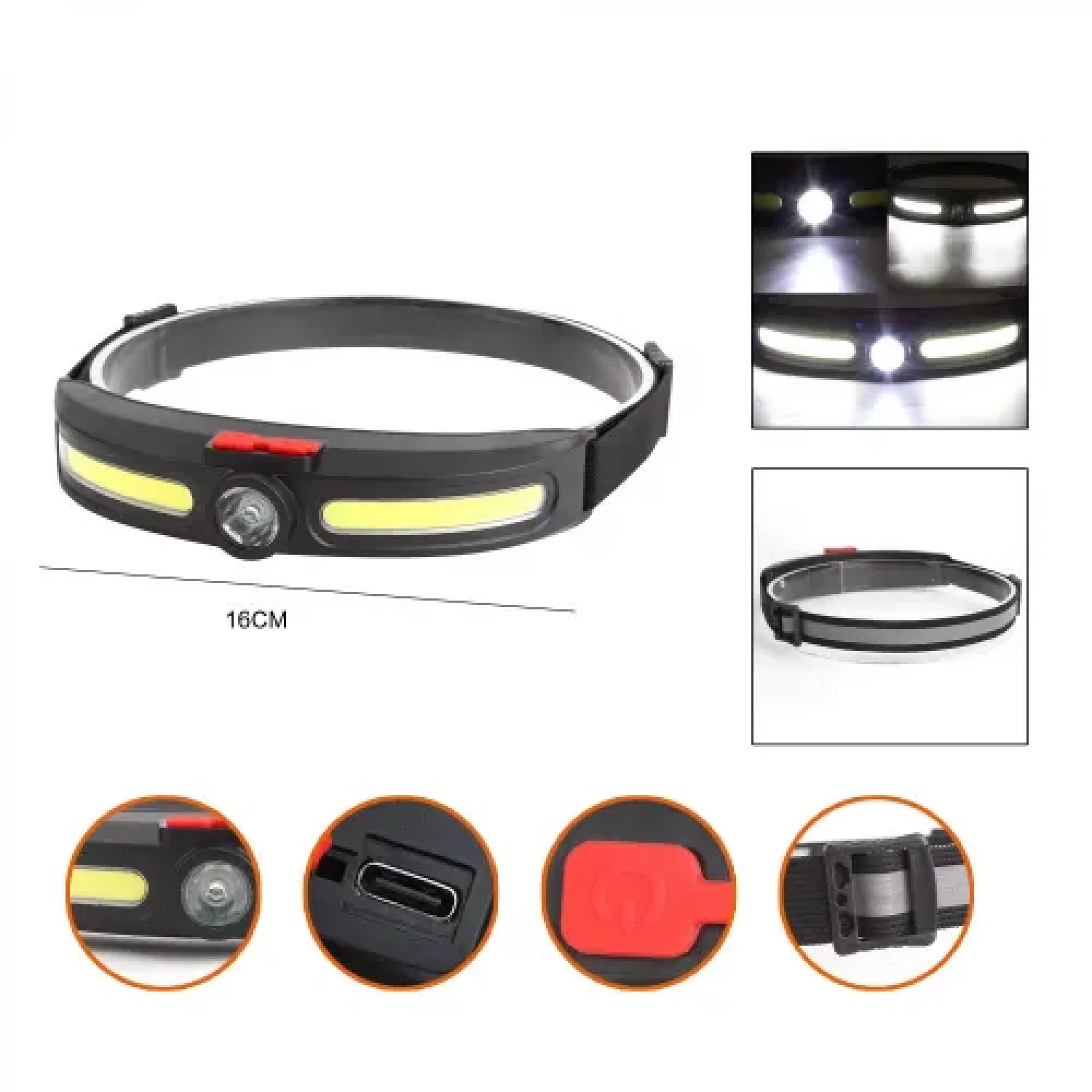 Lanternă Frontală LED Reîncărcabilă 8000 LM, 4 Moduri de Iluminare, Rotire 90 Grade, Bandă Ajustabilă, Autonomie 4-6 Ore, Material ABS și Silicon - Iluminare Puternică pentru Activități în Aer Liber [2]