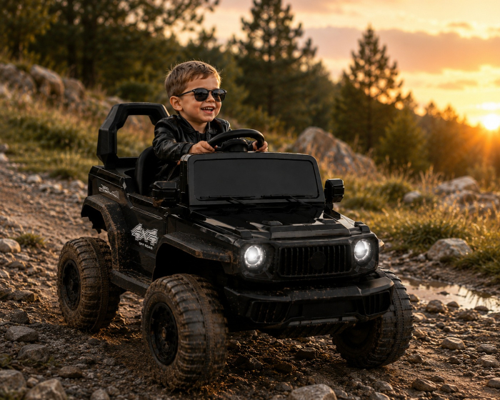 Mașină electrică Off-Road pentru copii, acumulator reîncărcabil 6V, dimensiuni 89 x 81 x 55 cm, 4 roți rezistente, construcție din plastic durabil, negru [2]