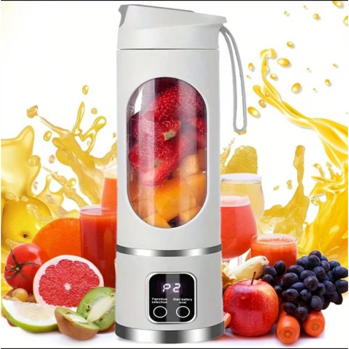 Mini Blender Electric Portabil 450 ml, 12 Lame din Oțel, Viteză 15.000-22.000 rpm, Baterie Reîncărcabilă, Design Multifuncțional pentru Smoothie-uri și Sucuri [2]