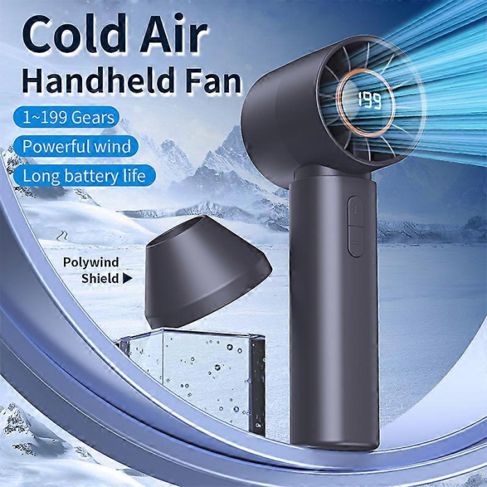 Mini ventilator portabil cu baterie 1200 mAh, display LCD, reglare viteză, flux de aer direcționat, design compact [4]
