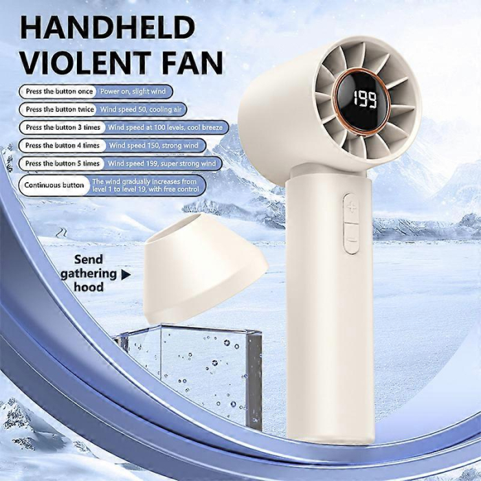 Mini ventilator portabil cu baterie 1200 mAh, display LCD, reglare viteză, flux de aer direcționat, design compact [7]
