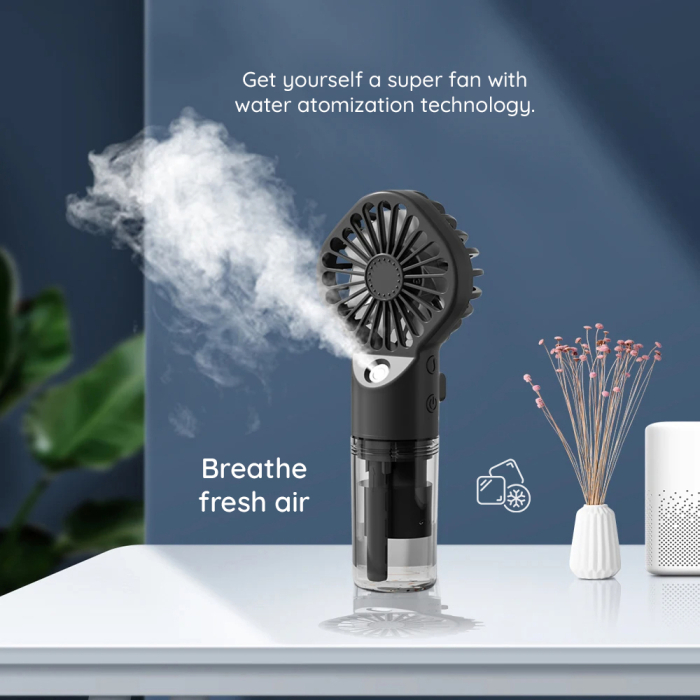 Mini ventilator USB portabil, 4 trepte de viteză, baterie 1200 mAh, 2.5W, din ABS, design compact 16×7×4 cm [2]