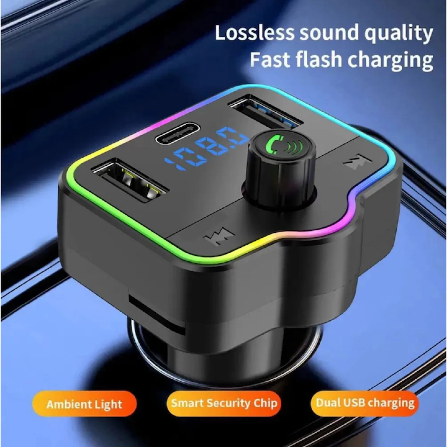 Modulator FM auto M46 cu telecomanda, Handsfree, Dual USB, Bluetooth 5.0, Transmitator FM cu functie de incarcator auto, Port USB Type C [3]