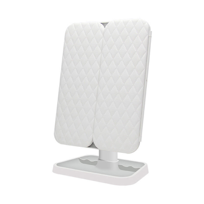 Oglindă Cosmetică LED pentru Machiaj - Zoom 2X/3X, Iluminare Reglabilă, Touch, Rotire 360°, Alimentare USB, 3 Oglinzi Laterale, Alb [2]