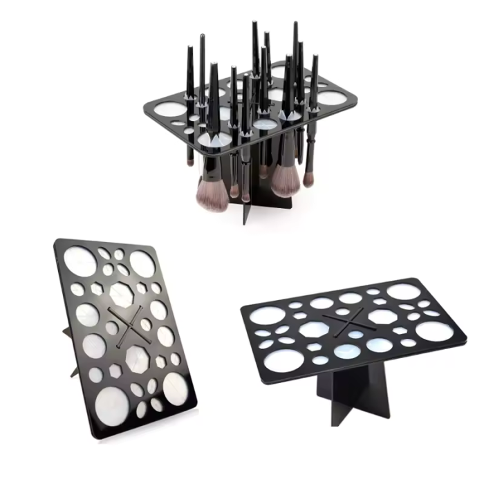 Organizator pensule machiaj cu 28 de sloturi, design pliabil rectangular, din plastic mat, compact și ușor de utilizat [3]