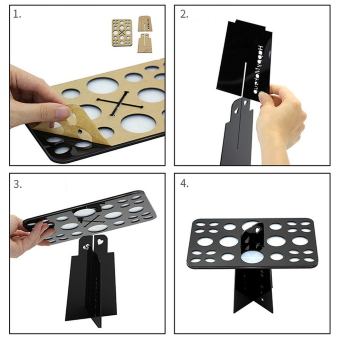 Organizator pensule machiaj cu 28 de sloturi, design pliabil rectangular, din plastic mat, compact și ușor de utilizat [8]