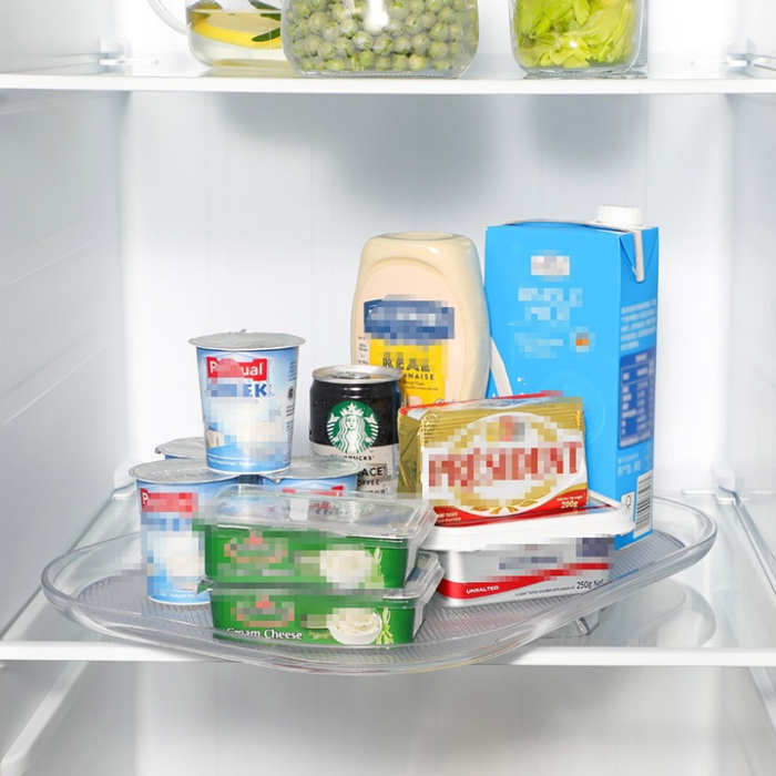 Organizator rotativ pentru frigider sau dulap 40×30 cm, rotație 360°, suprafață anti-alunecare, transparent, acces rapid și eficient [6]