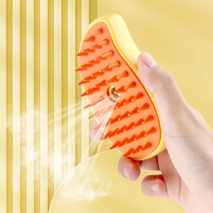 Perie Electrică cu Abur 3-în-1 pentru Animale de Companie, Pisici și Câini, Curățare, Delintare și Masaj, USB Tip-C Reîncărcabilă, Design Ergonomic [6]