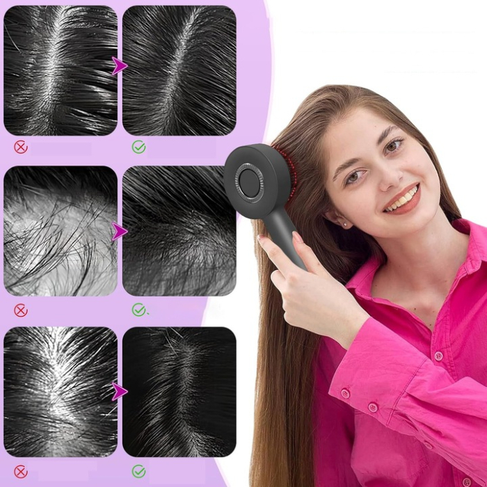 Perie electrică pentru scalp, cu masaj și lumină LED roșie, 3 moduri, rezervor pentru ulei, baterie 1400 mAh, portabilă, oprire automată [7]