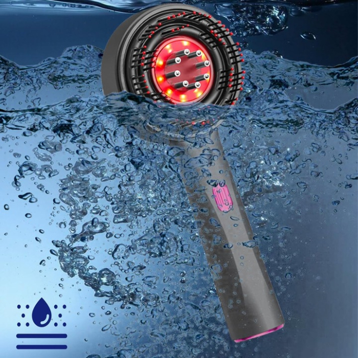 Perie electrică pentru scalp, cu masaj și lumină LED roșie, 3 moduri, rezervor pentru ulei, baterie 1400 mAh, portabilă, oprire automată [4]