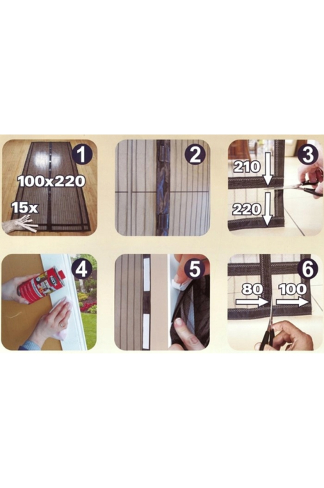 Plasă anti-insecte pentru uși 100×210cm, sistem magnetic cu 14 magneți, montare simplă cu Velcro, culoare negru [3]