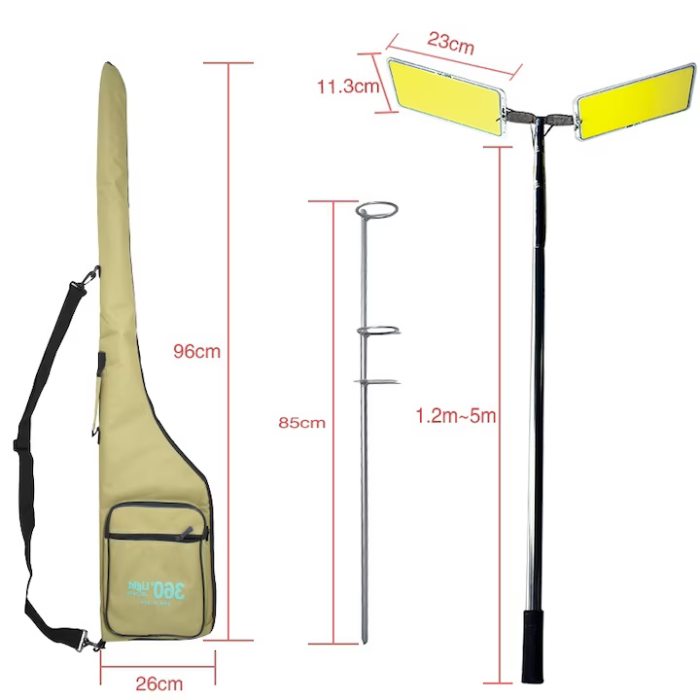 Proiector Camping LED 94W, 9116 lm, braț telescopic reglabil 5 m, 3 adaptoare 220V/Auto/Cleme, telecomandă inclusă, waterproof [5]