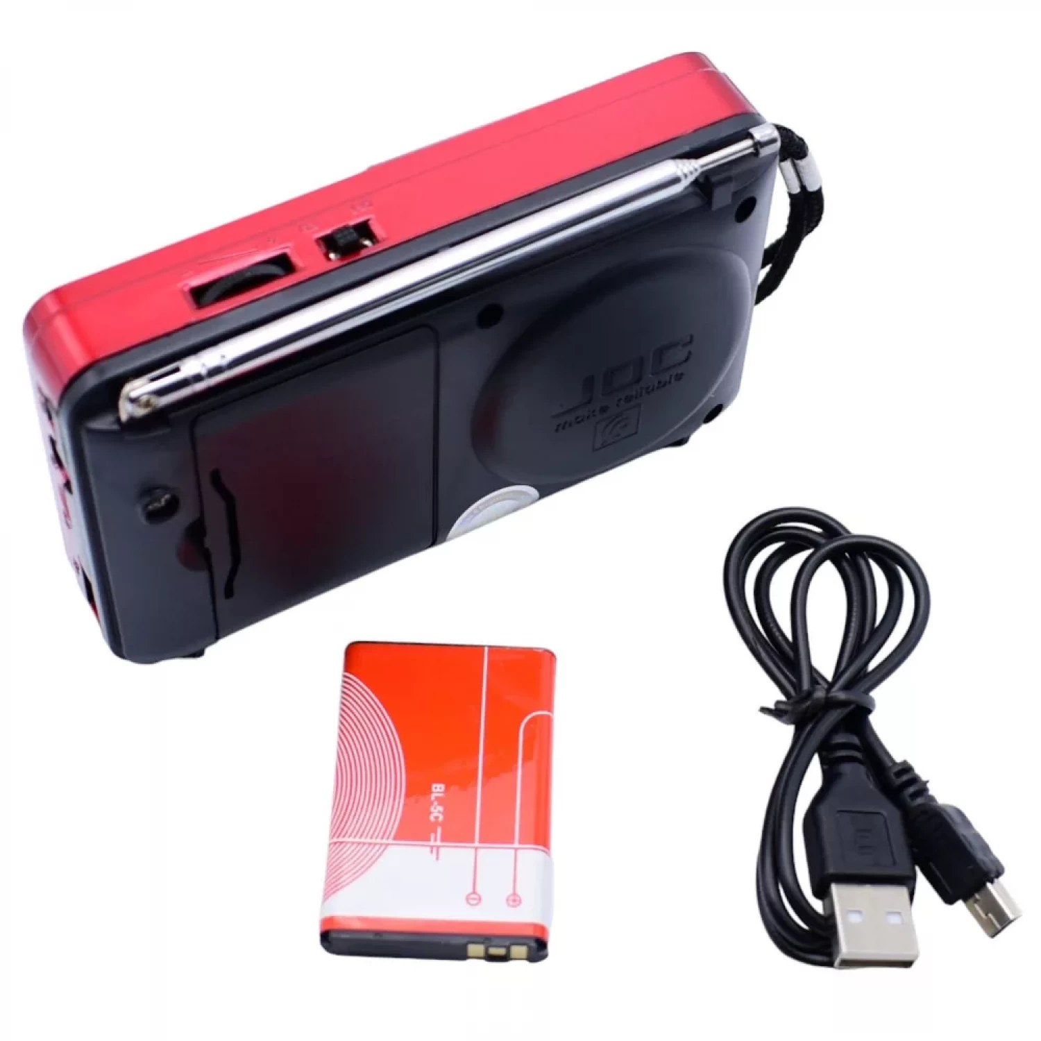Radio FM Reincărcabil cu USB, Micro SD și Aux - Compact și Ușor de Utilizat, Sunet Clar, Baterie Reincărcabilă, Design Portabil, Ideal pentru Acasă sau Deplasare, Culoare Roșu/Negru, Player MP3/WMA, C [3]