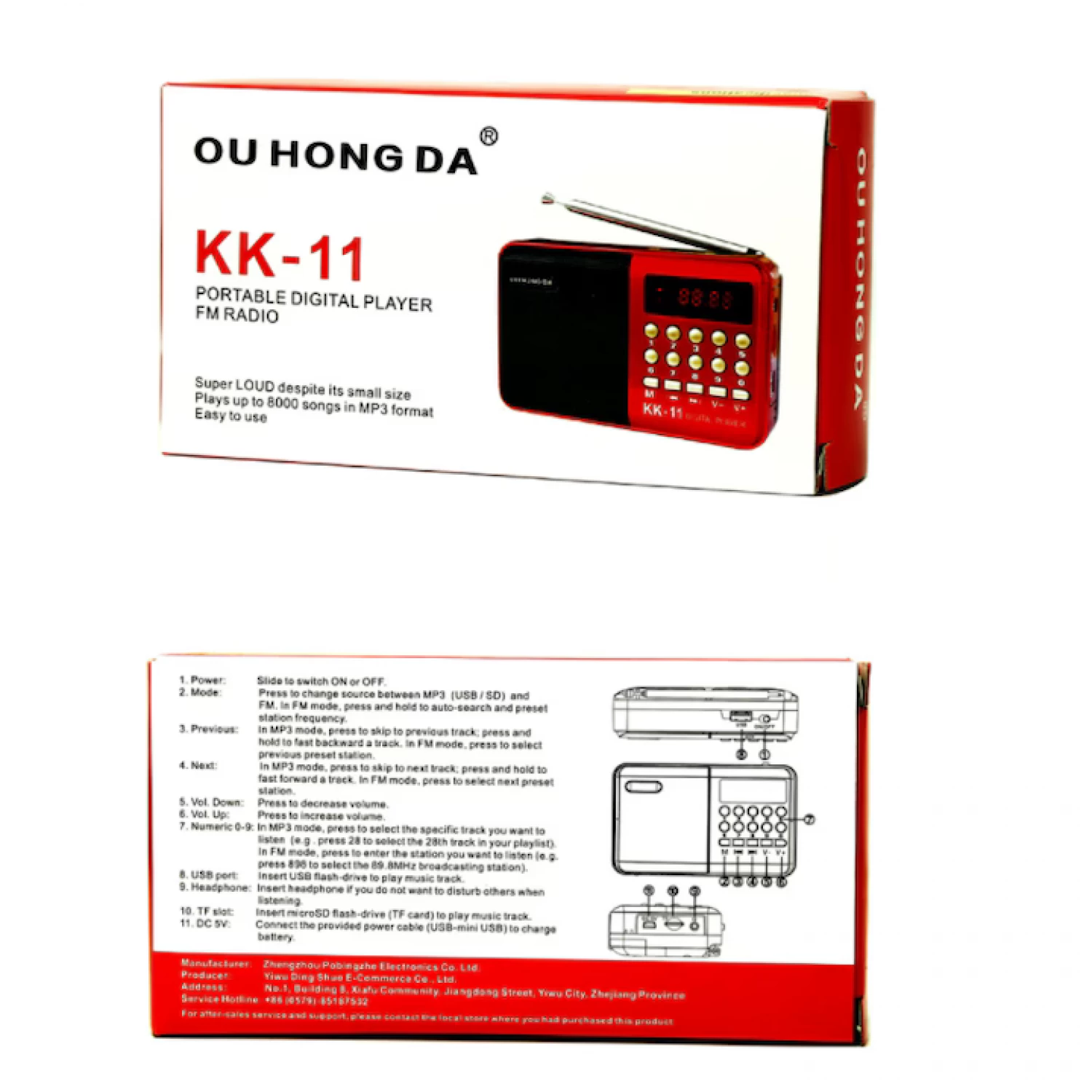 Radio FM Reincărcabil cu USB, Micro SD și Aux - Compact și Ușor de Utilizat, Sunet Clar, Baterie Reincărcabilă, Design Portabil, Ideal pentru Acasă sau Deplasare, Culoare Roșu/Negru, Player MP3/WMA, C [2]