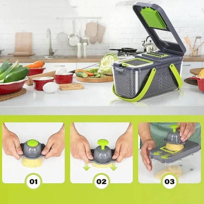 Răzătoare Multifuncțională cu lame din inox 22 Piese, Set Complet pentru Feliere și Răzuire [3]