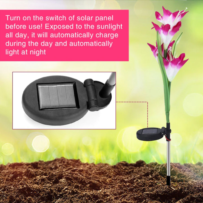 Set 2 Lampi Solare LED pentru Grădină, Design Floral Decorativ, Alimentare cu Energie Solară, Dimensiuni 30x10 cm, Instalare Ușoară și Rezistență la Exterior [2]