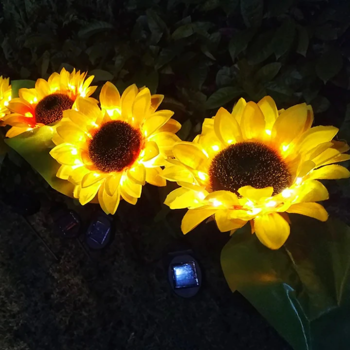 Set 2 Lampi Solare LED pentru Grădină Tip Floarea-Soarelui, Schimbare Automată a Culorii, Baterie 600 mAh, Rezistente la Intemperii, Alimentare Solară pentru Iluminare Decorativă Exterior [3]