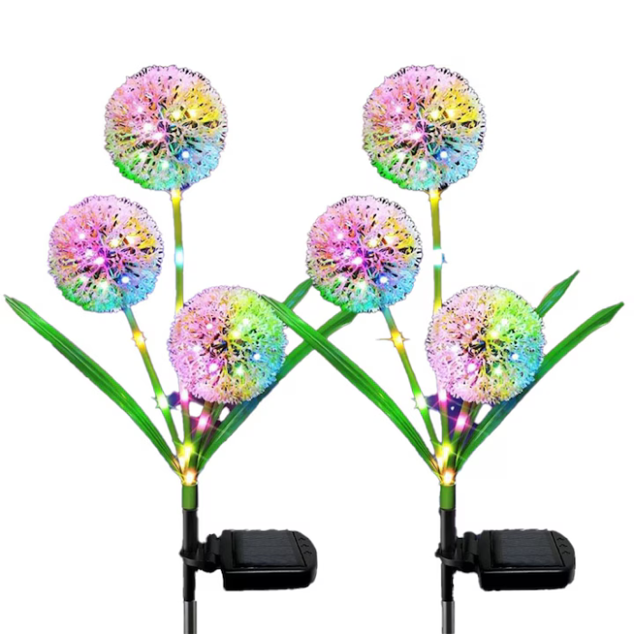 Set 2 Lampi Solare Tip Floare, Rezistente la Intemperii, Instalare Ușoară fără Cabluri, Iluminare Multicolor, Design Decorativ Ideal pentru Grădină, Aleile Exterioare [2]