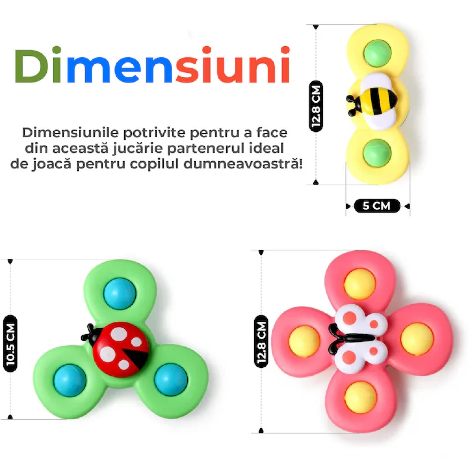 Set 3 Jucării Interactive cu Ventuză pentru Bebe - Spinner Educativ 1-2 Ani [2]