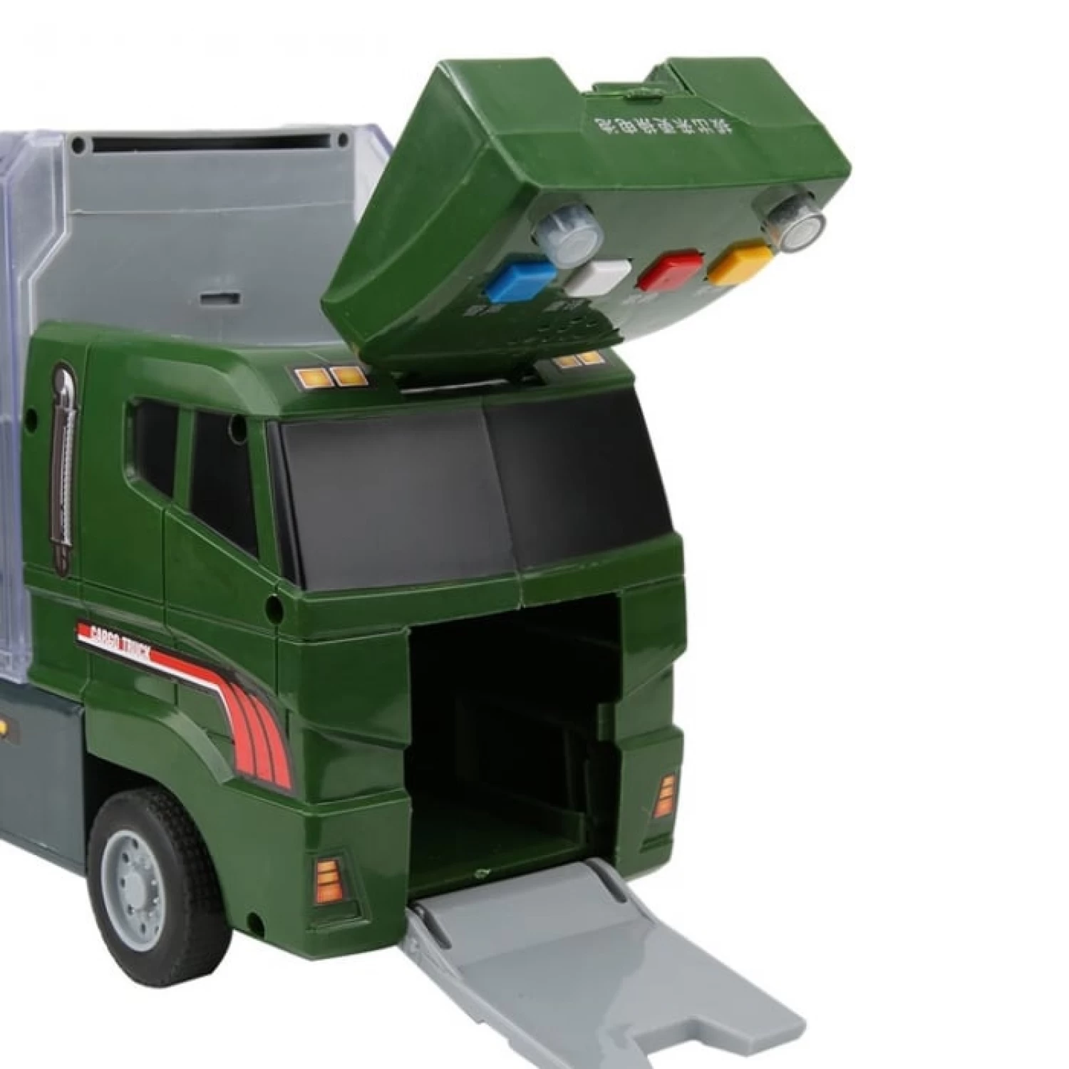 Set Camion Trailer de Jucărie cu 12 Piese - Funcții Pull-Back, Fricțiune și Uși Deschise, pentru Copii 3-7 Ani [6]