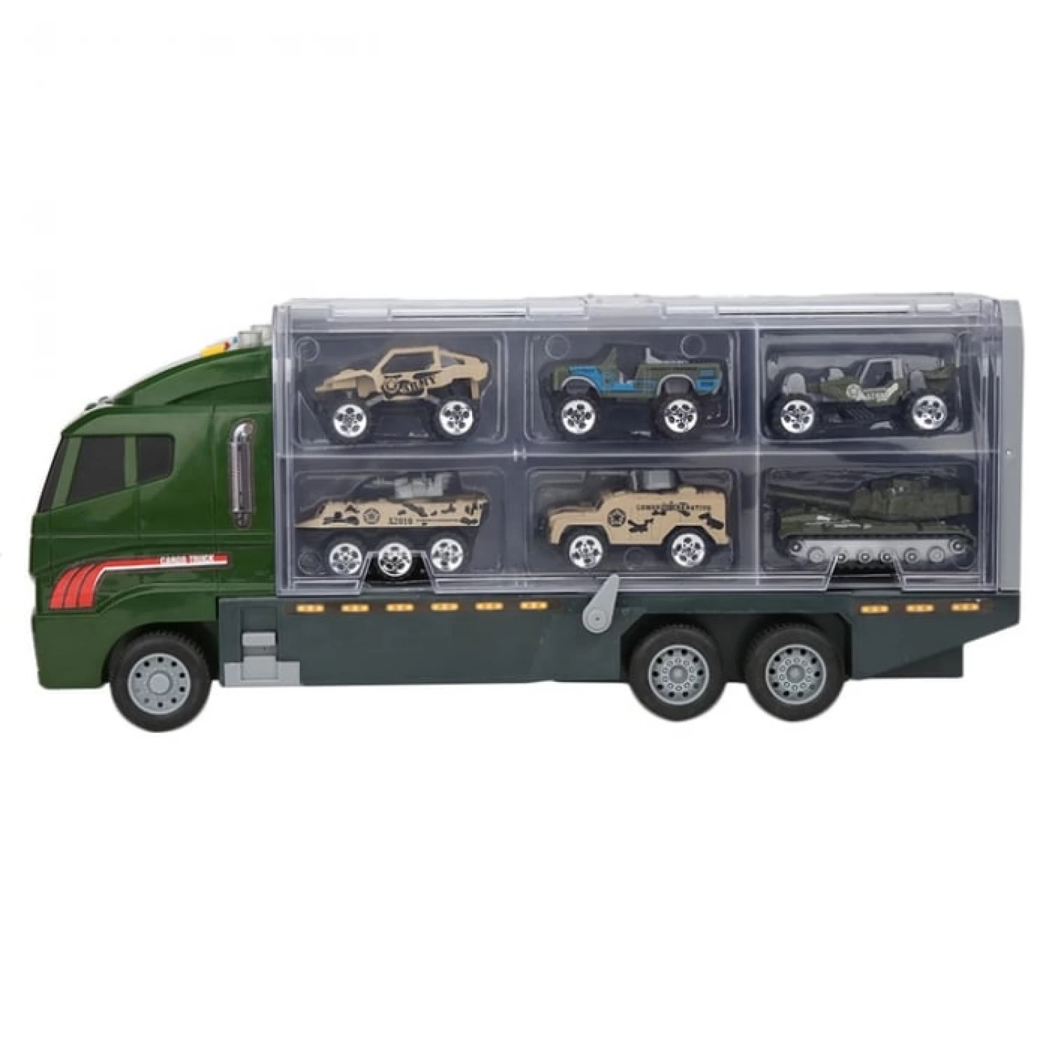 Set Camion Trailer de Jucărie cu 12 Piese - Funcții Pull-Back, Fricțiune și Uși Deschise, pentru Copii 3-7 Ani [4]