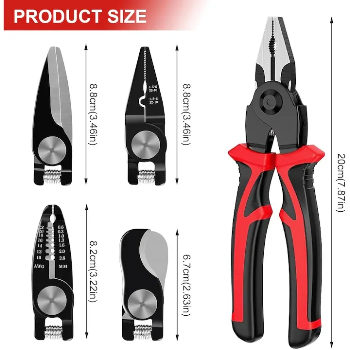 Set cleste multifunctional 5 în 1, Oțel premium, Cleste, Foarfeca, Taietor cabluri, Sertizare, Dezipare, Maner anti-alunecare [3]