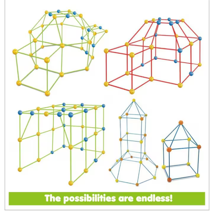 Set construcție cort pentru copii, din plastic colorat, sistem modular, potrivit pentru băieți și fete 3+, joacă interactivă [2]