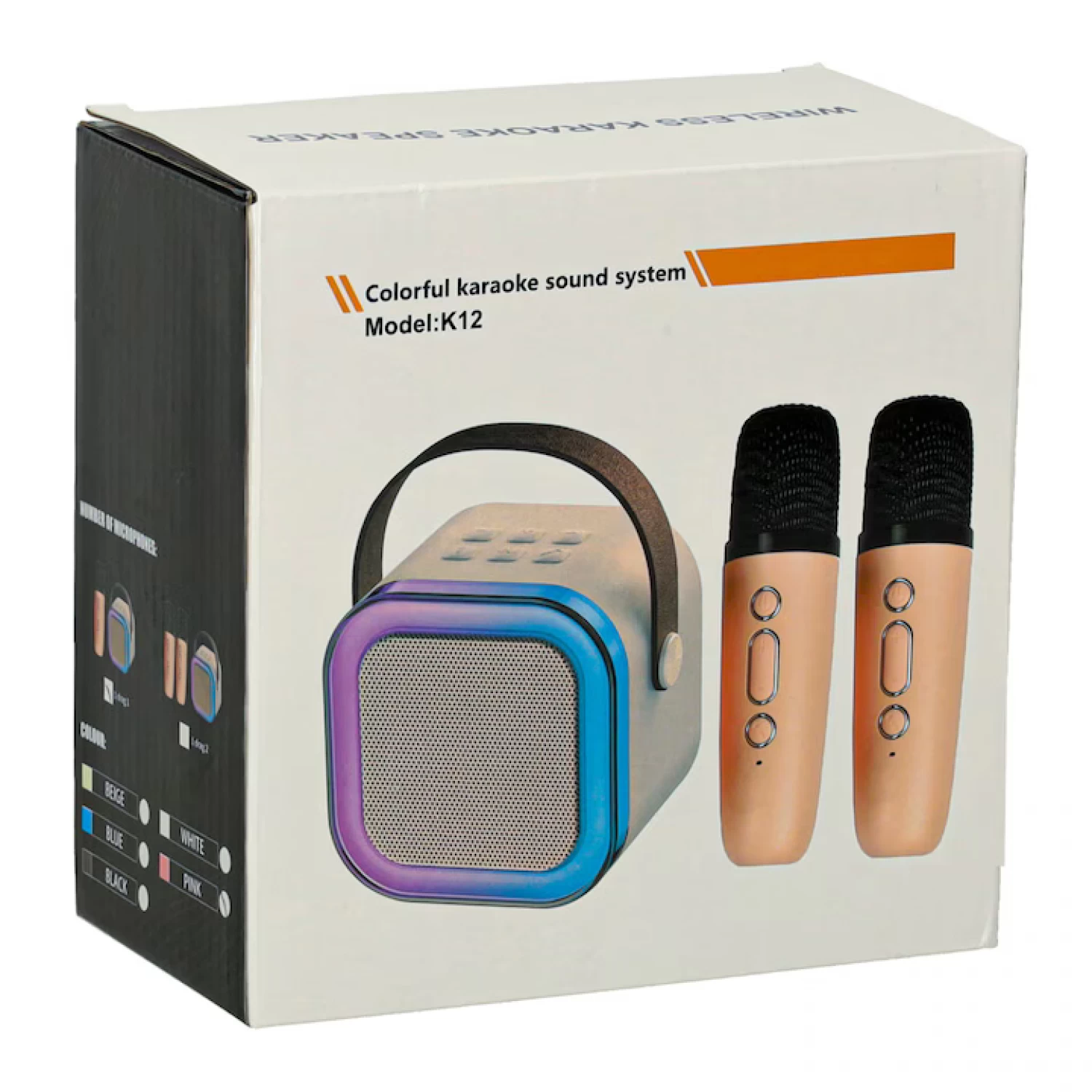 Set Karaoke Portabil cu Boxă Bluetooth 6W și 2 Microfoane Wireless, Sunet Stereo, Acumulator Reîncărcabil, Ideal pentru Copii, Petreceri și Divertisment, Cream [2]
