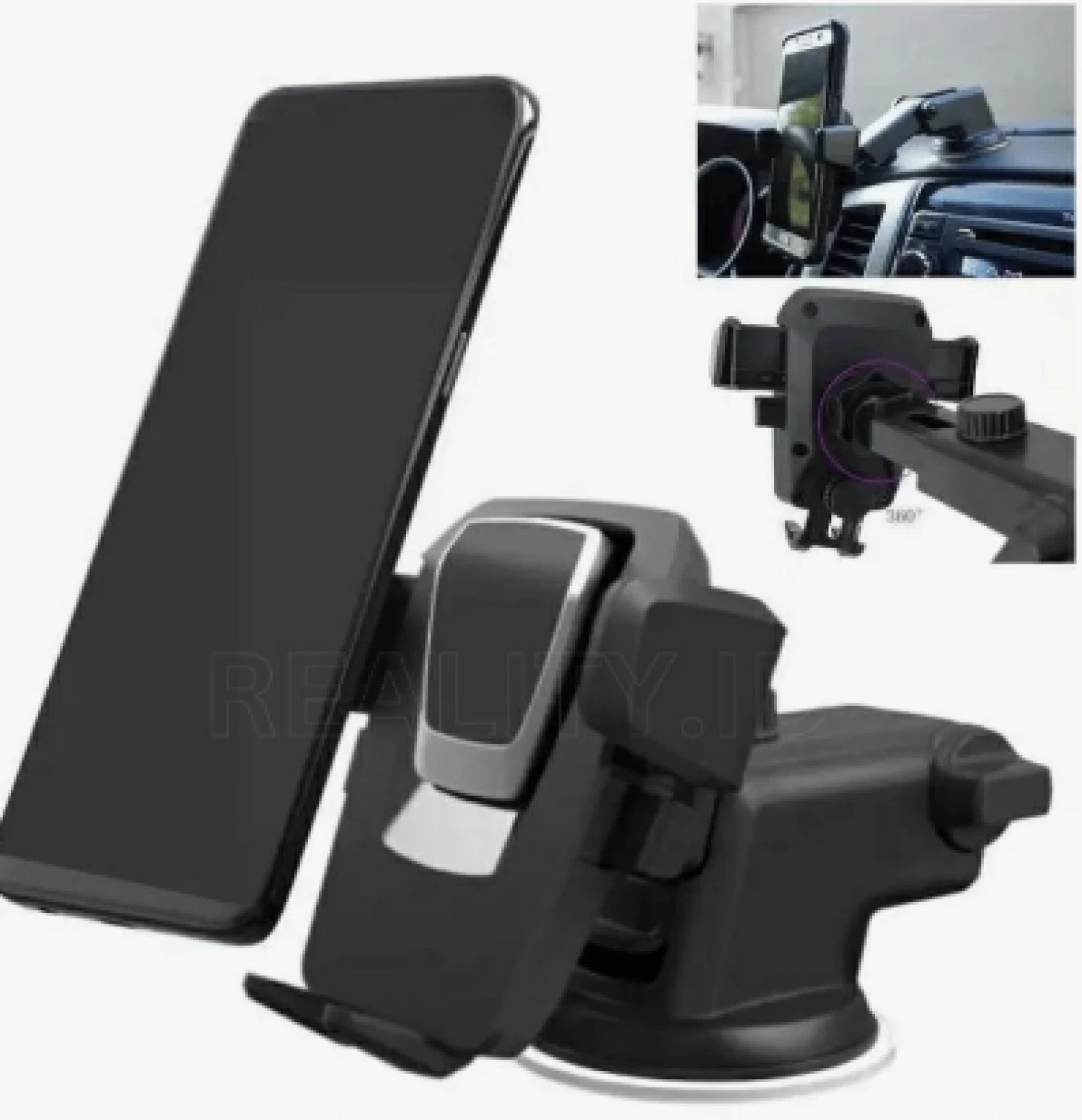 Suport Auto 2 în 1 pentru Telefon CZ-3002B , Montaj pe Parbriz sau Bord, Braț Ajustabil, Rotație 360°, Fixare Sigură pentru Smartphone-uri [3]