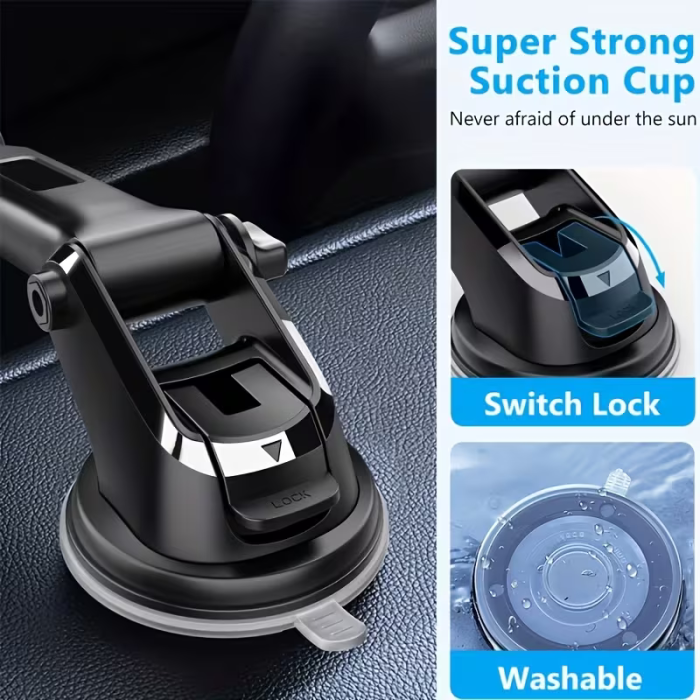 Suport Auto Universal 2 în 1 pentru Telefon și GPS, Montare pe Bord, Rotire 360° și Cap Pivotant 270°, Material PVC Moale, Compatibil cu Toate Smartphone-urile, Negru [3]